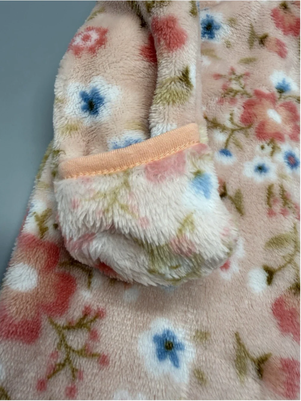 Little Beginnings Pink Floral Deer 0-3 Months Fleece Hooded Footed One-Piece